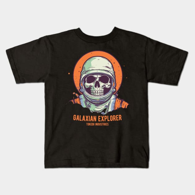 Skull Astronaut Galaxian Explorer Kids T-Shirt by TOKEBI